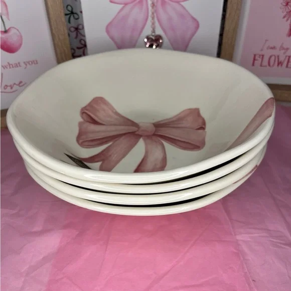 Pink Bow Serving Bowl Set of 4